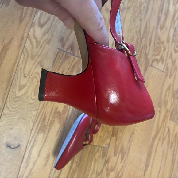 Vintage Ros Hommerson Red Leather Heels Size 9 - Picture 3 of 11